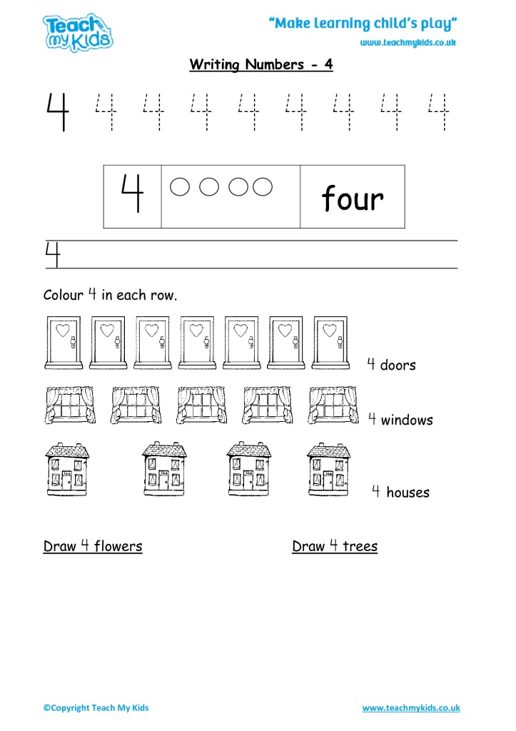 Practise Writing Numbers - 4 - TMK Education